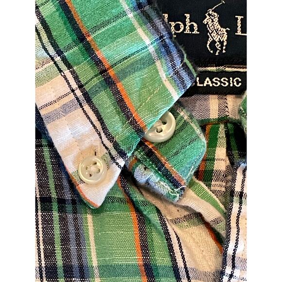 Ralph Lauren Polo Classic Fit Green Plaid Oxford Short Sleeve Shirt Medium - Picture 4 of 8
